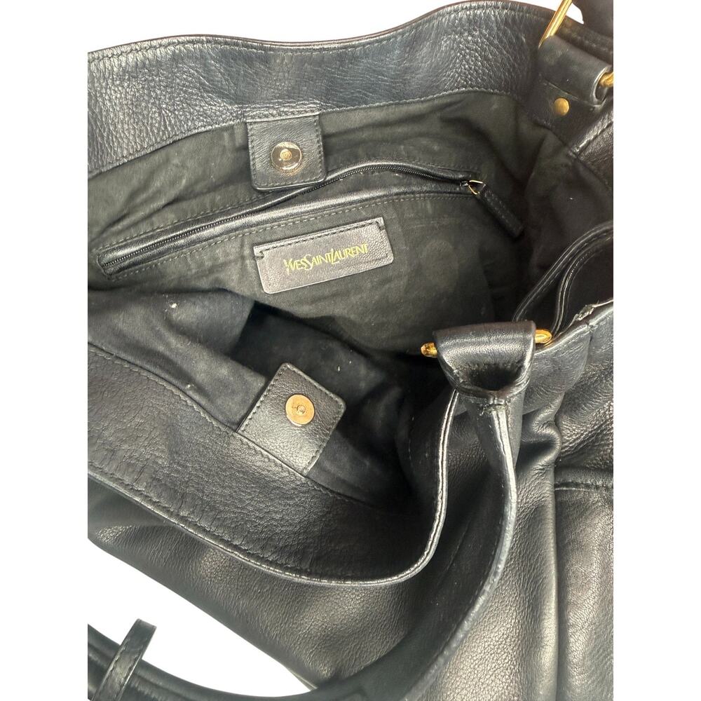 Yves Saint Laurent Vintage Black Textured Leather Downtown Tote Bag - Picture 3 of 4
